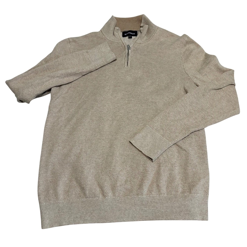 Bonobos Quarter‎ Zip Sweater Mens Small Tan Cashmere Blend